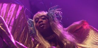 Sensation Brazilia - flyer with a sirene in violet water