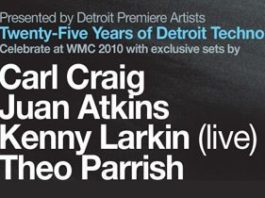 Detroit Techno in Shore Club - flyer with line-up