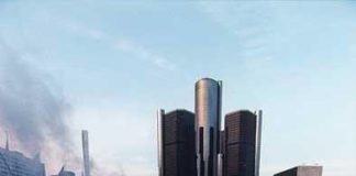 Detroit Electronic Music Festival - DJ view with players and crowd at festival