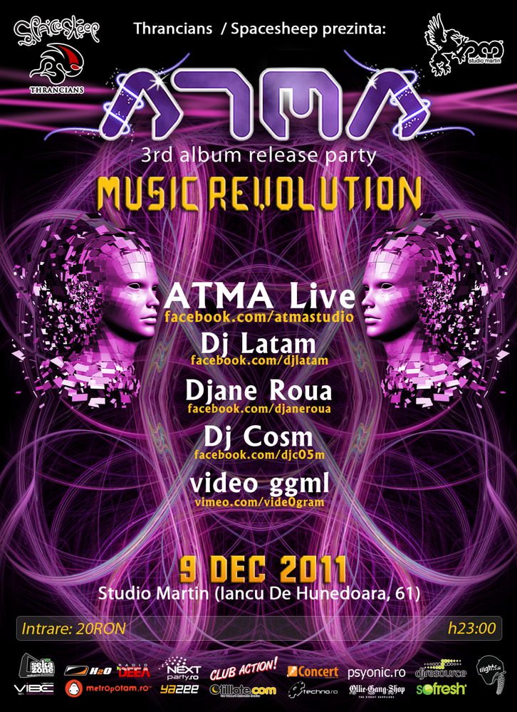 9 dec_2011_ATMA_3rd_album_releasy_party_-_Music_Revolution__Studio_Martin_Bucuresti_afis