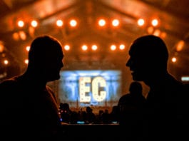 Logo Electric Castle proiectat la o scena a festivalului.