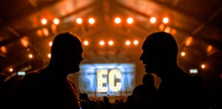 Logo Electric Castle proiectat la o scena a festivalului.