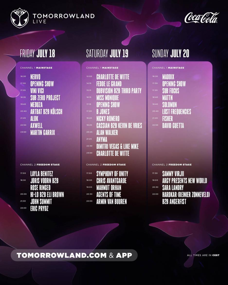Tomorrowland 2025, p;rogram weekend